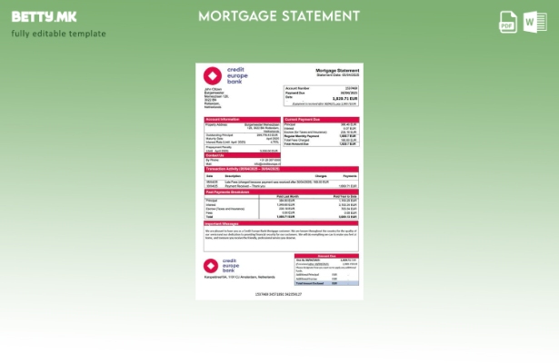 модерен стил холандска кредитна банка на банката за хипотека Шаблон за Word и PD